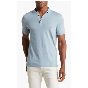 NWT All Saints Allsaints Ramskull Vidal Short Sleeve Polo Shirt Blue Size Small